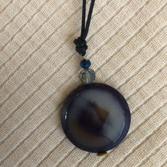 2/$14 ❤️ Large Stone Look Pendant with Small Beads on a Cord - Picture 5 of 5